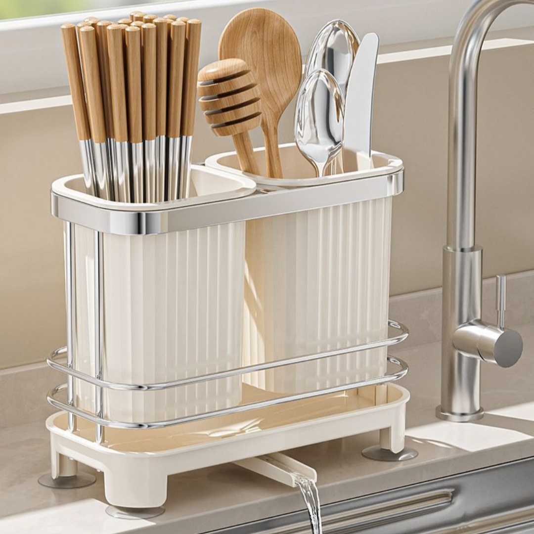 Home Cooking Delivery - Keukenblad opbergorganizer zelfdrogende bestekbak bestekhouder lepel-