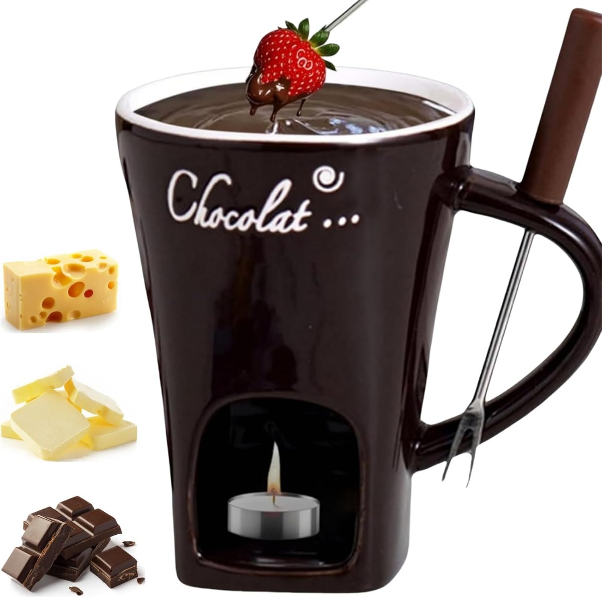 Fondue Pot Ceramic - Keramische multifunctionele chocoladefondue mok porseleinen smeltpot